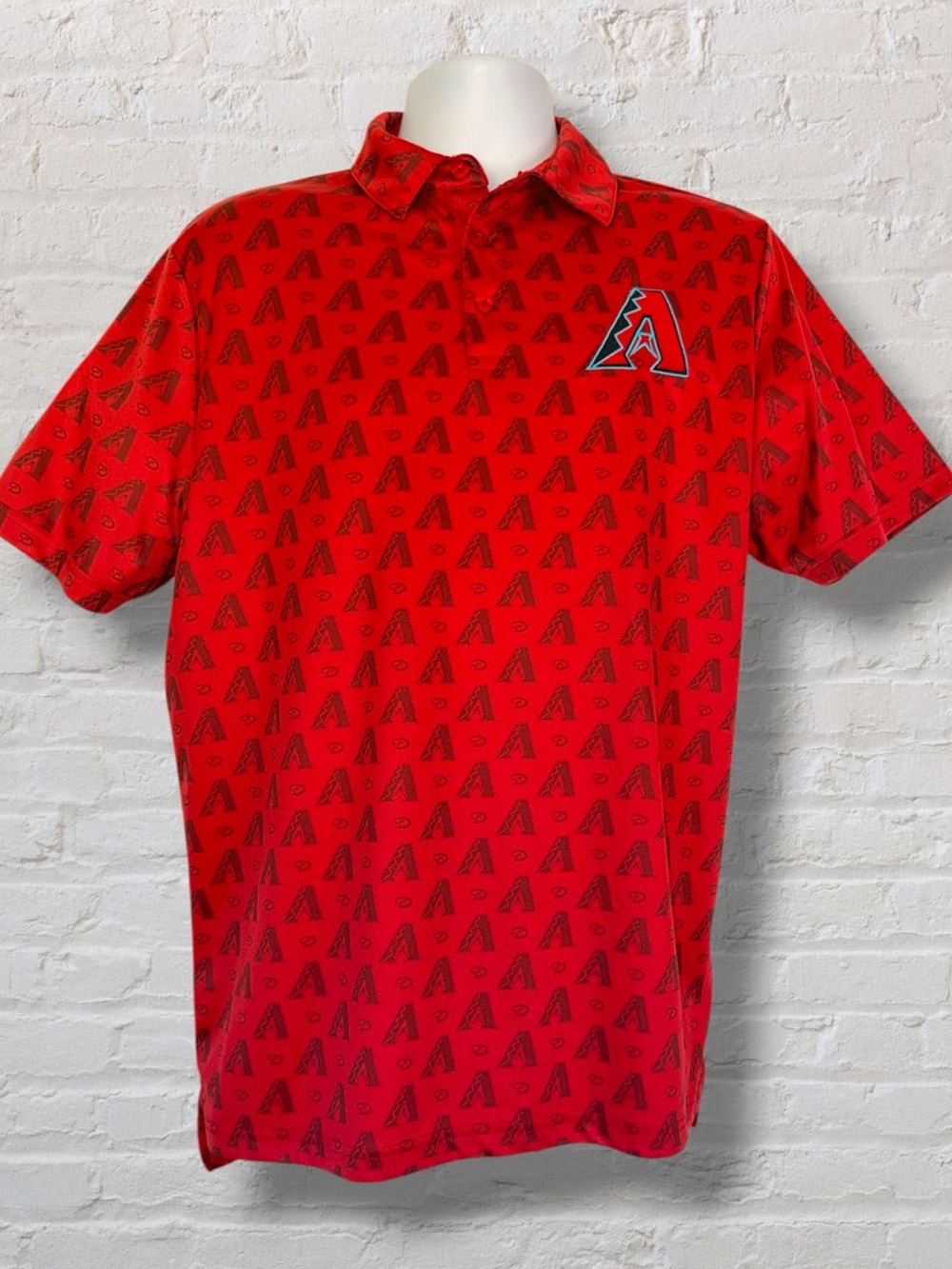 Arizona Diamondbacks Promo Polo Shirt Men’s L Red Allover Logo Print